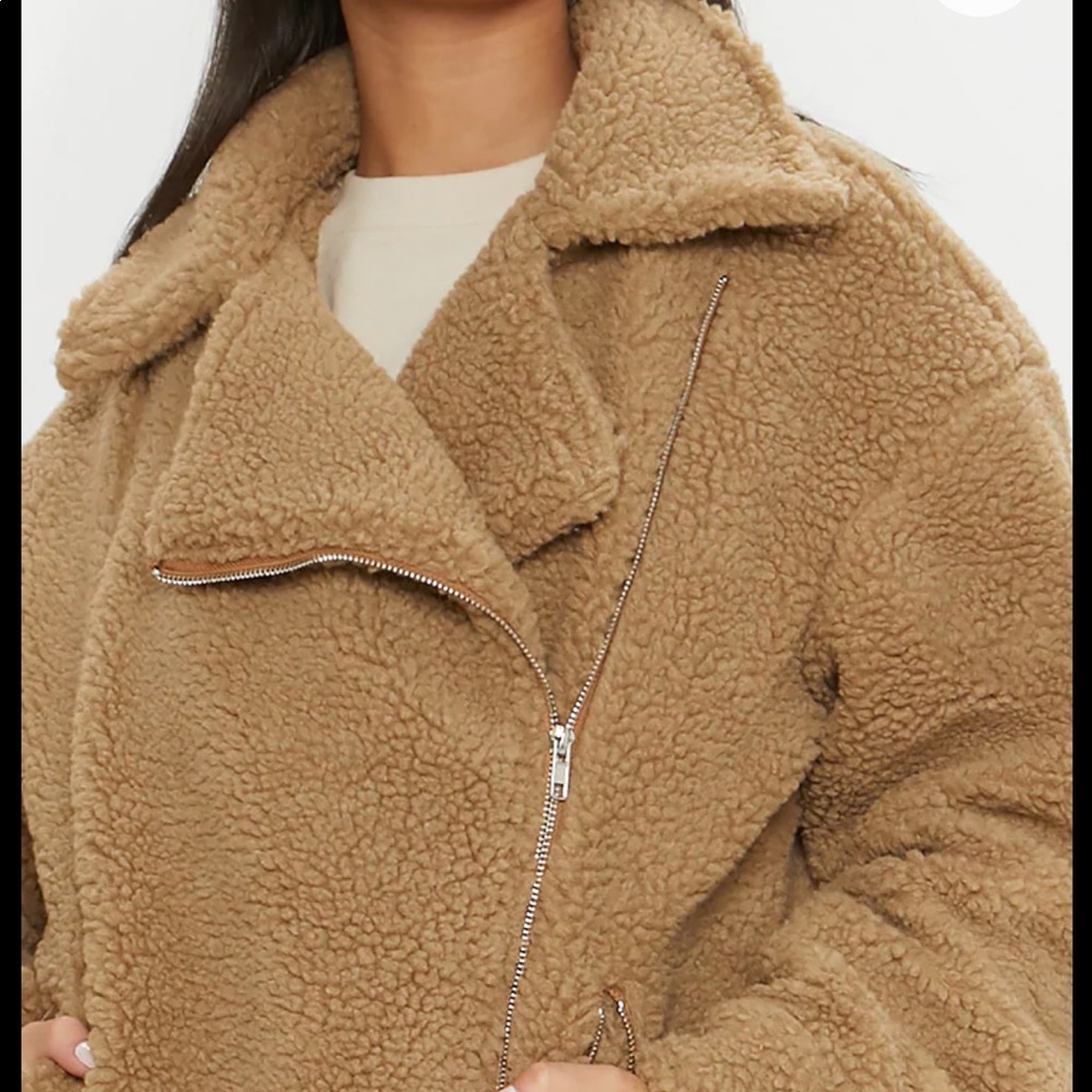 Teddy Coat Camel Borg Biker - Picture 6 of 6